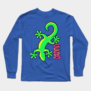 Retro Gecko Neon Green Long Sleeve T-Shirt